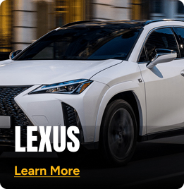 Close-up view and angle of a white Lexus. Click to learn more.